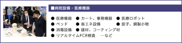 ■病院設備・医療機器● 医療機器　● カート、事務機器　● 医療ロボット ● ベッド　　● 省エネ設備　　　　● 鉗子、鋼製小物 ● 消毒設備　●