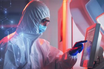 man in hazmat suit