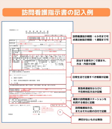 訪問看護指示書の記入例　図