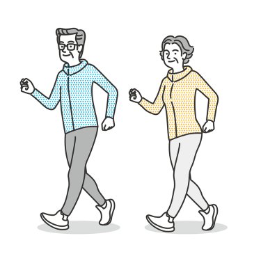 息が少し上がるくらいの早歩きでウォーキング